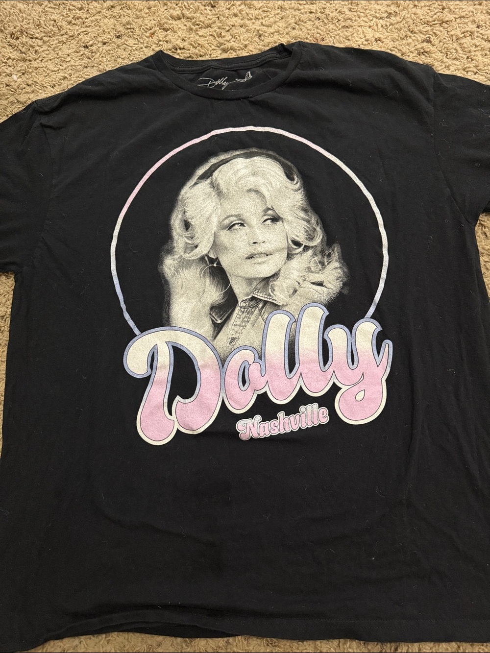 Dolly Nashville Short Sleeve Tee - Black with Pink Graphic